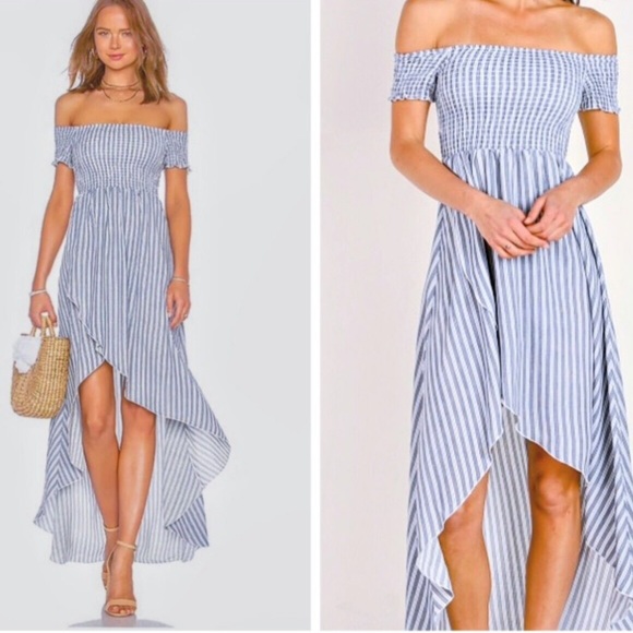 Like New Show Me Your MuMu Willa Maxi She Sails Striped, off the shoulder dress - Picture 2 of 4